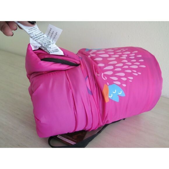 Outerbanks Kids Sleeping Bag Pink Owl, Backpack-Style Carrying Bag - Picture 4 of 4